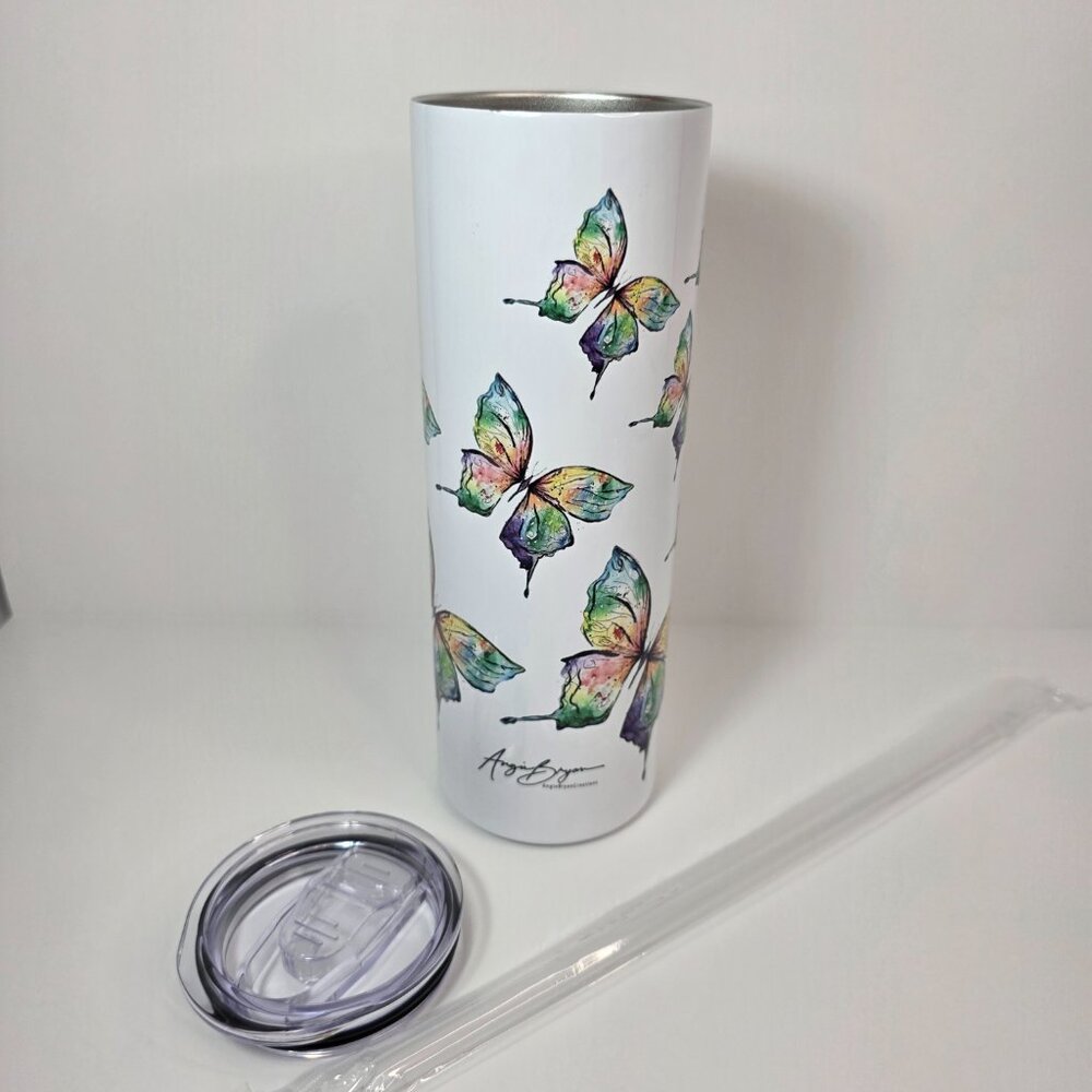Butterfly Tumbler 20oz Stainless Steel | Watercolor Butterfly Cup | Nature Lover - Picture 5 of 6